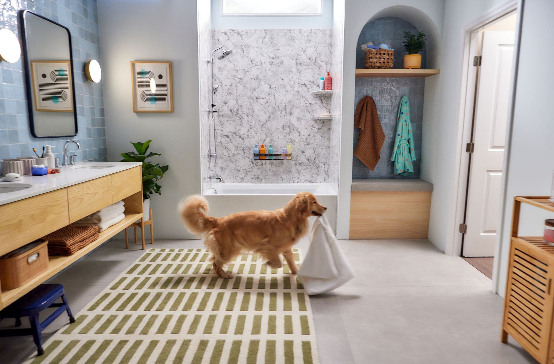 Bathtub with dog