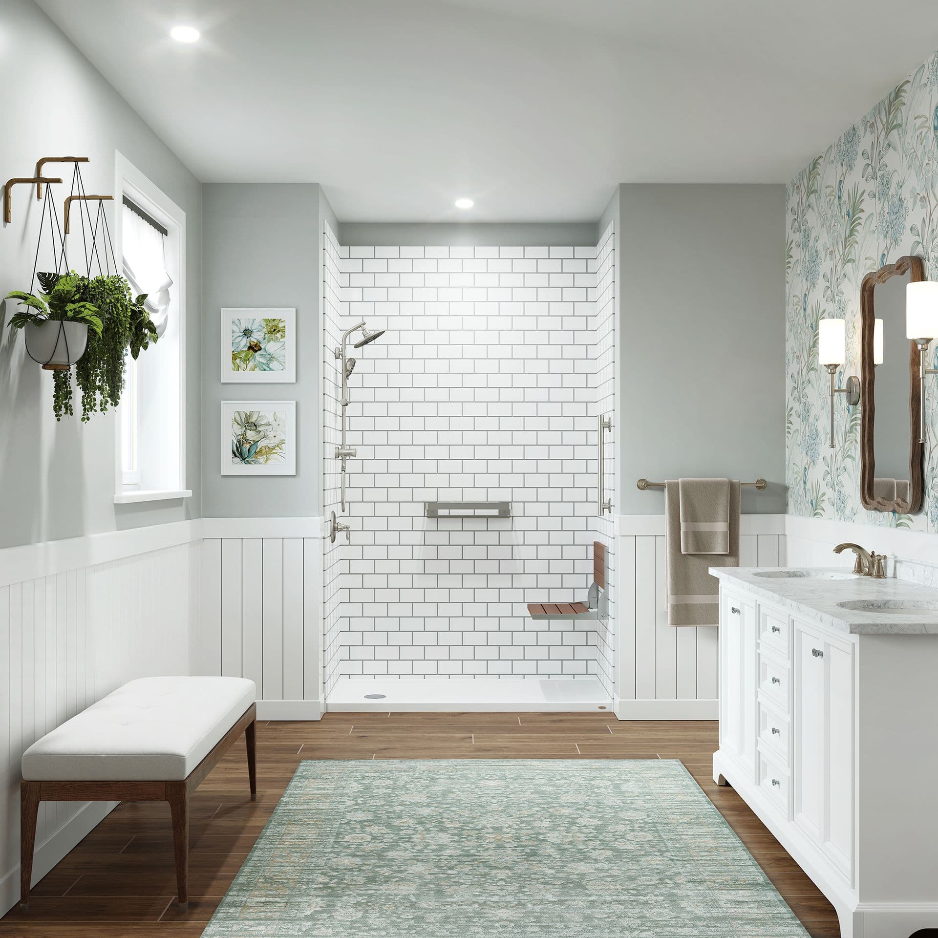 Shower with bench